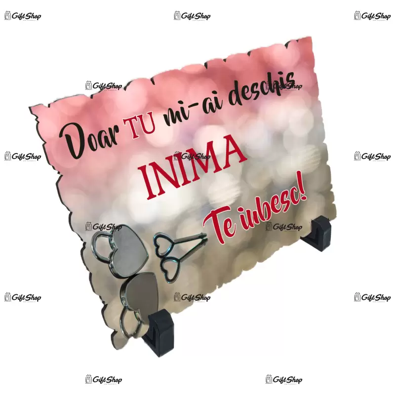 Doar tu mi-ai deschis inima, placheta cu mesaj, model a